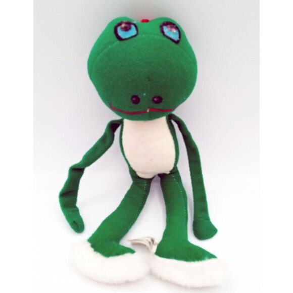 Green Frog Plush Ace Novelty Vintage 9 Inch Shred Paper Filled Polystyrene Toy - Picture 1 of 15